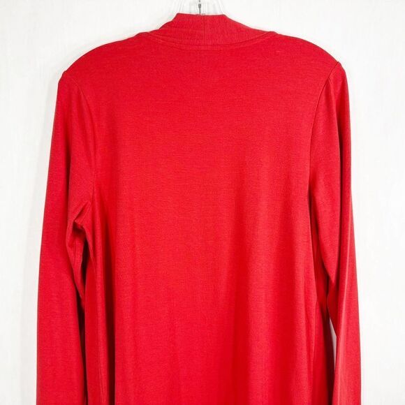 Isaac Mizrahi XS Cardigan Sweater Long Red Open Front‎ Long Sleeve Cotton 1142 - Picture 6 of 9
